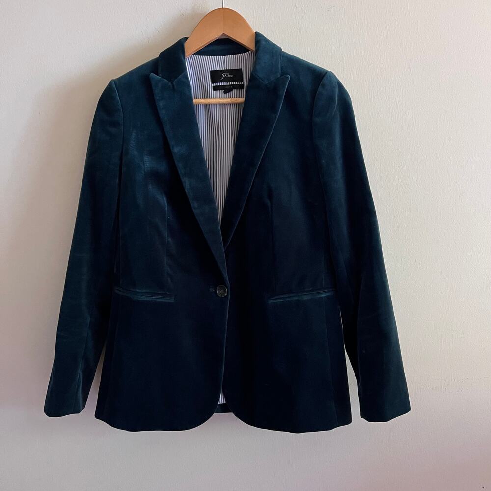 J Crew PARKE Velvet Green Blazer Size 4